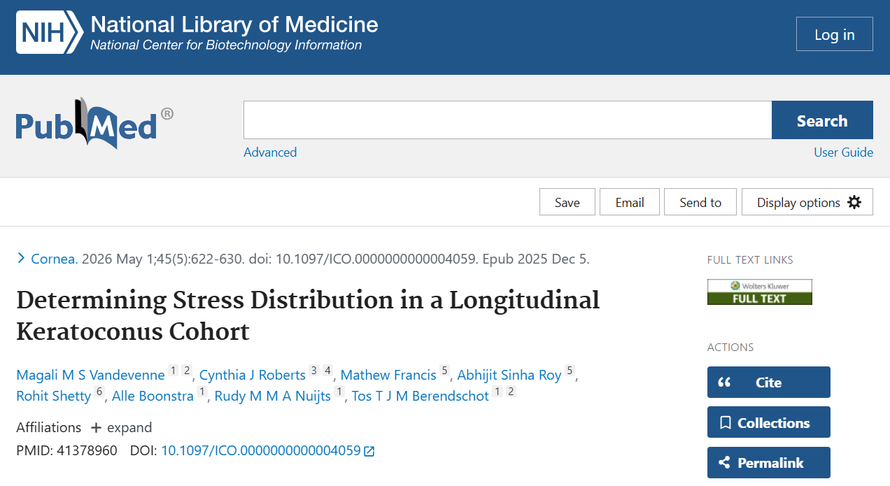 Determining Stress Distribution in a Longitudinal Keratoconus Cohort.